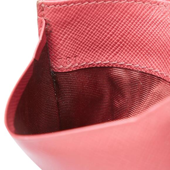 Prada Saffiano Triangle Card Holder in Raspberry - Picture 6 of 7